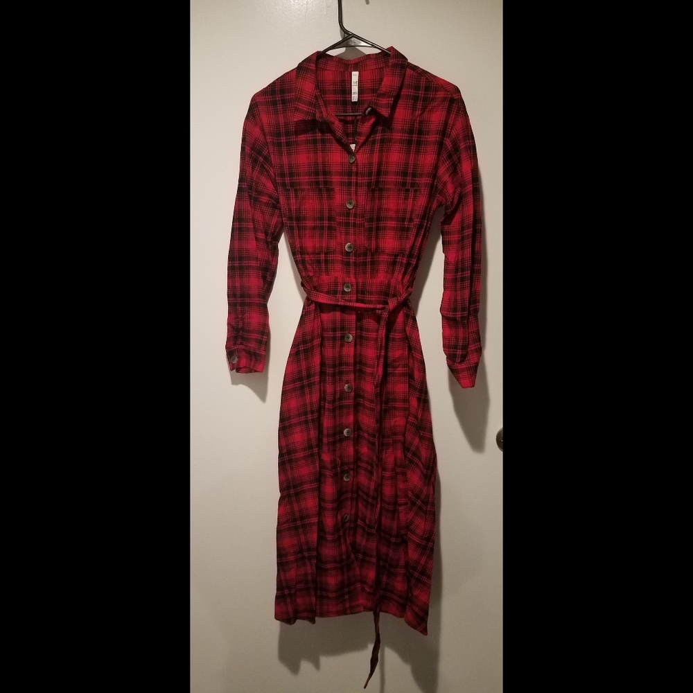 Plaid flannel midi dress - Zara - Size S